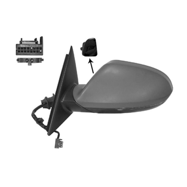 Rétroviseur gauche, à peindre, électrique, rabattable électriquement, chauffant, avec clignotant, avec option side assist, avec mémoire