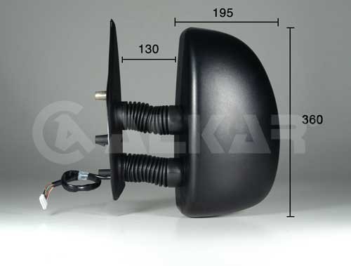 Rétroviseur droit, noir, électrique, chauffant, 10 cm, bras long