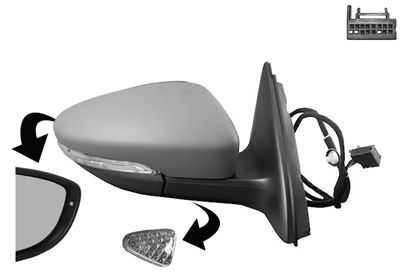 Rétroviseur droit, à peindre, électrique, rabattable électriquement, chauffant, avec clignotant, avec éclairage au sol