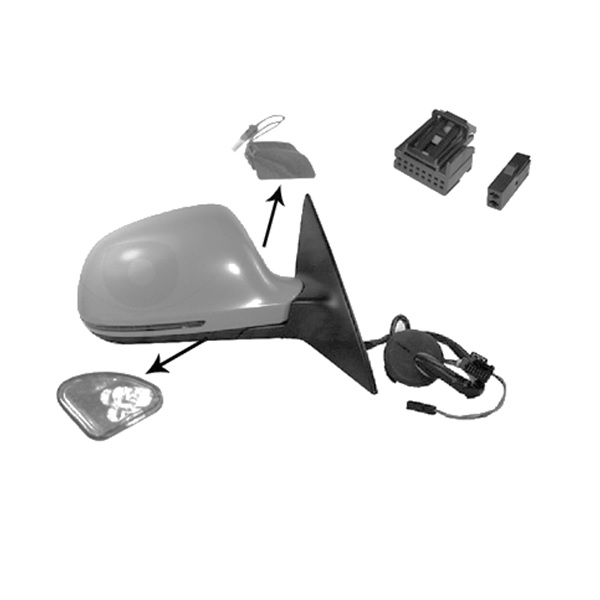 Rétroviseur gauche,  a peindre, chauffant, électrique, avec angle mort,  avec mémoire, avec clignotant, rabattable électriquement