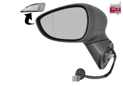 Rétroviseur gauche, noir, électrique, avec feu clignotant, sans rabattement électrique