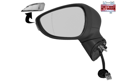 Rétroviseur gauche, noir, électrique, chauffant, avec feu clignotant, sans rabattement électrique