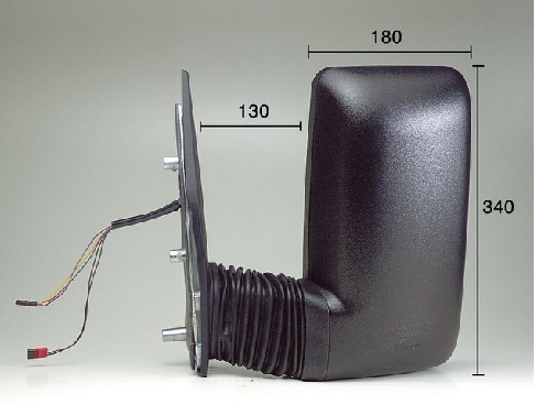 Rétroviseur gauche, noir, électrique, chauffant, bras long