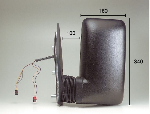 Rétroviseur gauche, noir, électrique, chauffant, bras moyen