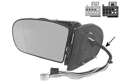 Rétroviseur gauche, électrique, chauffant, avec mémoire, sans glace, sans coquille