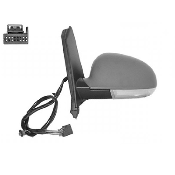 Rétroviseur gauche, à peindre, électrique, rabattable électriquement, chauffant, avec clignotant, avec éclairage au sol