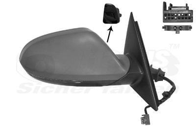 Rétroviseur droit, électrique, chauffant, à peindre, rabattable électriquement, avec assistance angle mort, avec feu clignotant