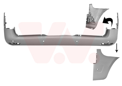 Pare-chocs arrière, gris anthracite, avec emplacement radars, avec emplacements détecteur d'angle mort, modèle chassis long
