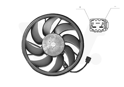 Moteur avec hélice ventilateur, modèle avec climatisation, connexion rectangulaire, 39 cm, 300w