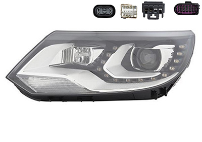 Phare avant gauche, lampe d3s+h7+led,  avec feu directionnels adaptatif, modèle xénon