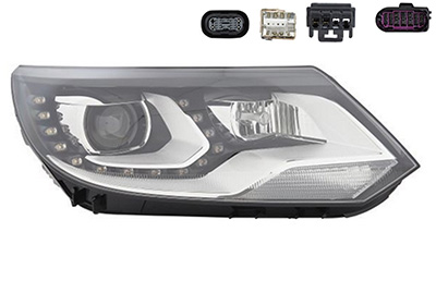 Phare avant droit, lampe d3s+h7+led,  avec feu directionnels adaptatif, modèle xénon
