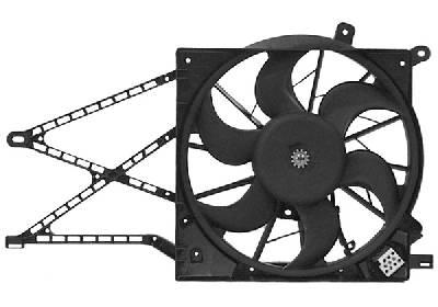 Cadre avec hélice et moteur ventilateur, derrière le radiateur, modèle essence