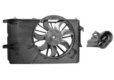 Hélice avec moteur ventilateur, derrière le radiateur, modèle essence avec climatisation