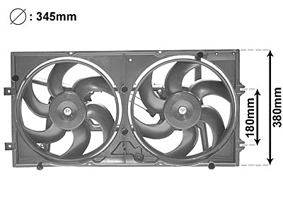 Cadre avec double ventilateur, 2x345 mm